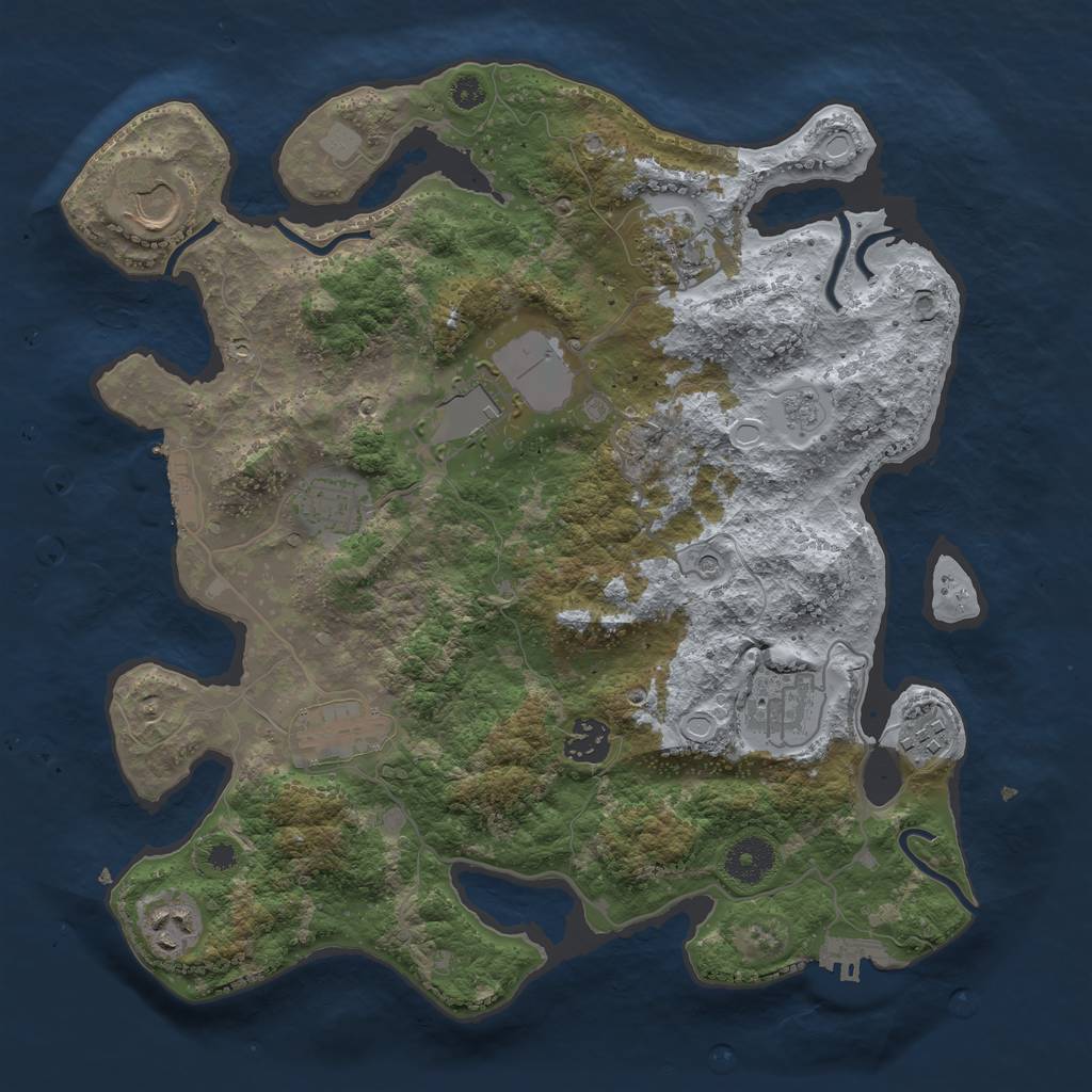 Rust Map: Procedural Map, Size: 3500, Seed: 53422, 18 Monuments