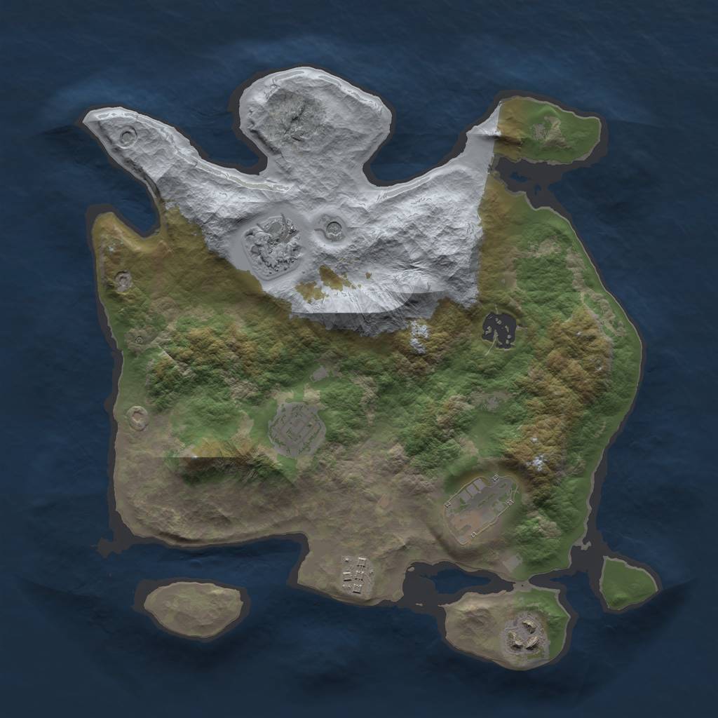 Rust Map: Barren, Size: 3000, Seed: 2127778732, 9 Monuments