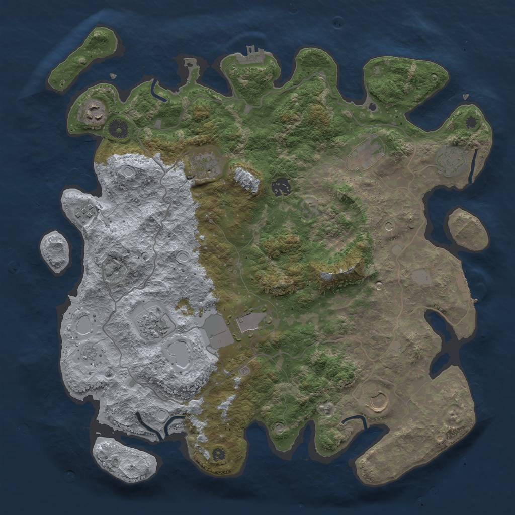 Rust Map: Procedural Map, Size: 4000, Seed: 766030538, 18 Monuments