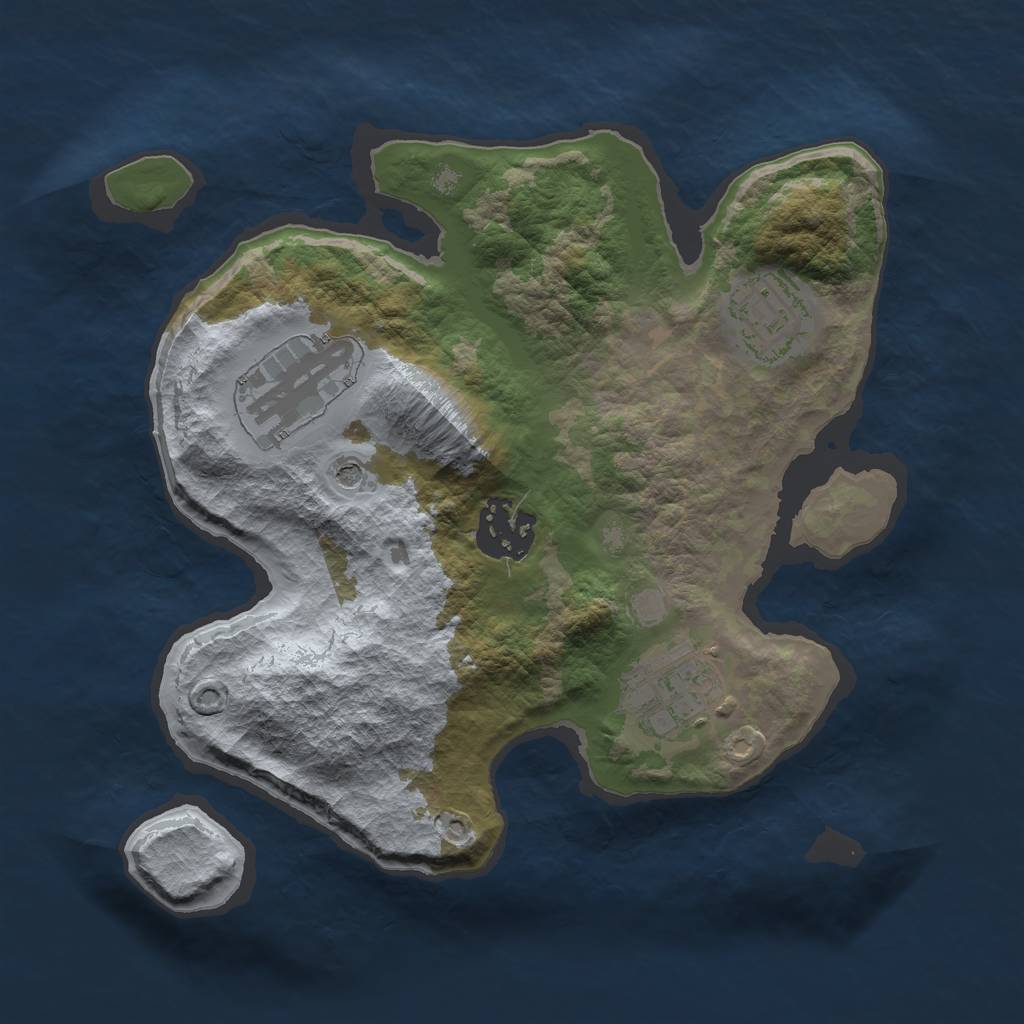 Rust Map: Barren, Size: 2500, Seed: 585555, 7 Monuments