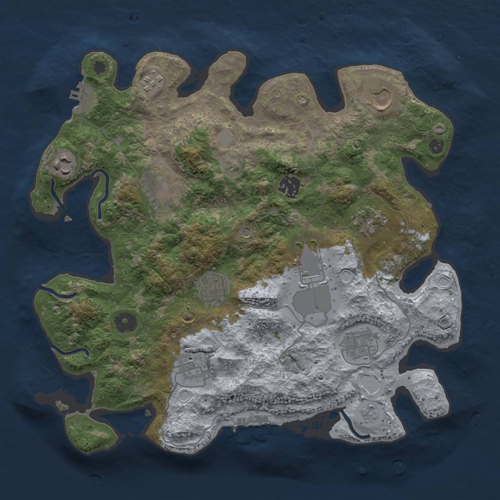 Rust Map: Procedural Map, Size: 3500, Seed: 302019179, 19 Monuments
