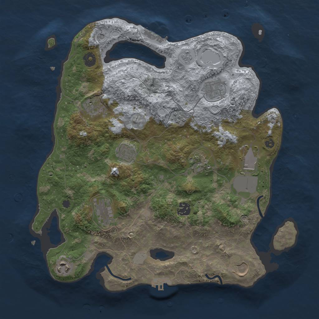 Rust Map: Procedural Map, Size: 3500, Seed: 296724000, 19 Monuments