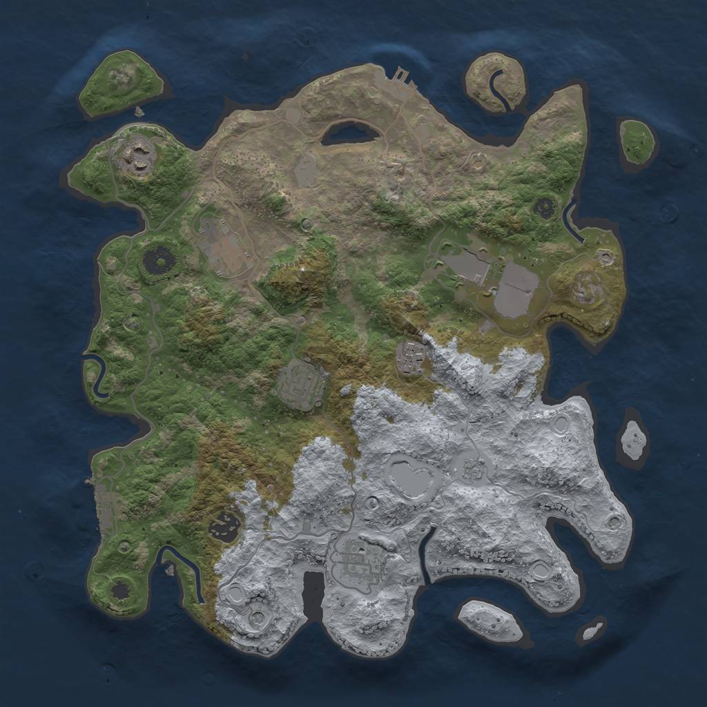 Rust Map: Procedural Map, Size: 3500, Seed: 984273745, 16 Monuments