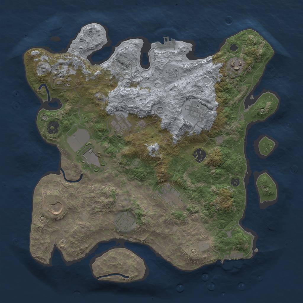 Rust Map: Procedural Map, Size: 3500, Seed: 685828540, 18 Monuments