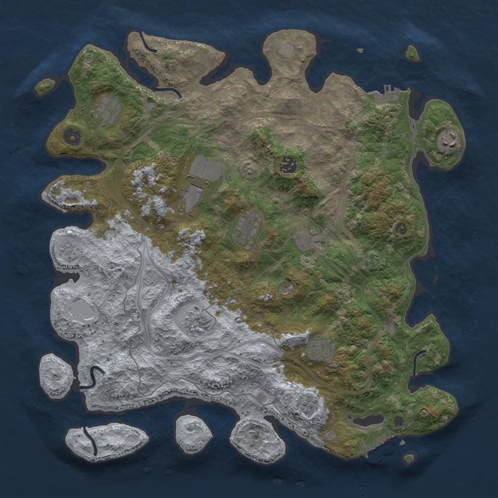 Rust Map: Procedural Map, Size: 4250, Seed: 1240025893, 18 Monuments