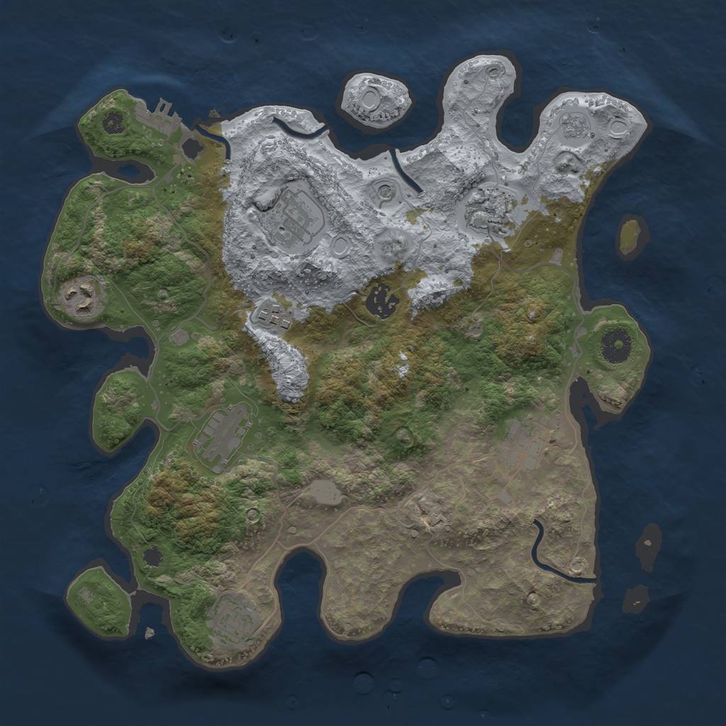 Rust Map: Procedural Map, Size: 3350, Seed: 1, 16 Monuments