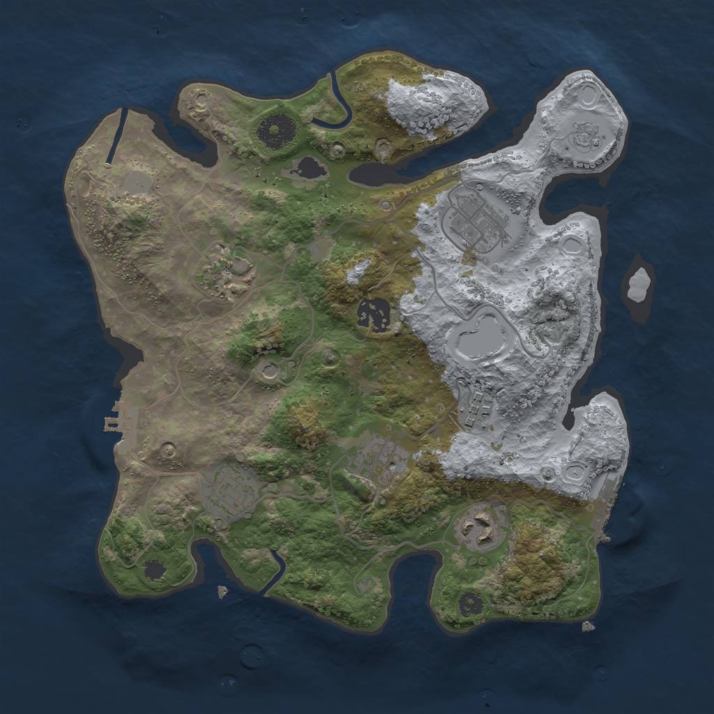 Rust Map: Procedural Map, Size: 3000, Seed: 1220822990, 16 Monuments