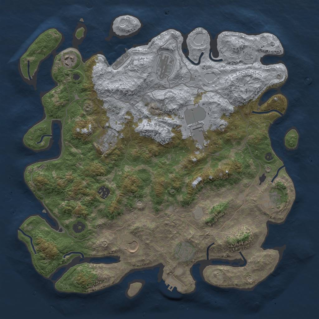 Rust Map: Procedural Map, Size: 4000, Seed: 165516, 18 Monuments