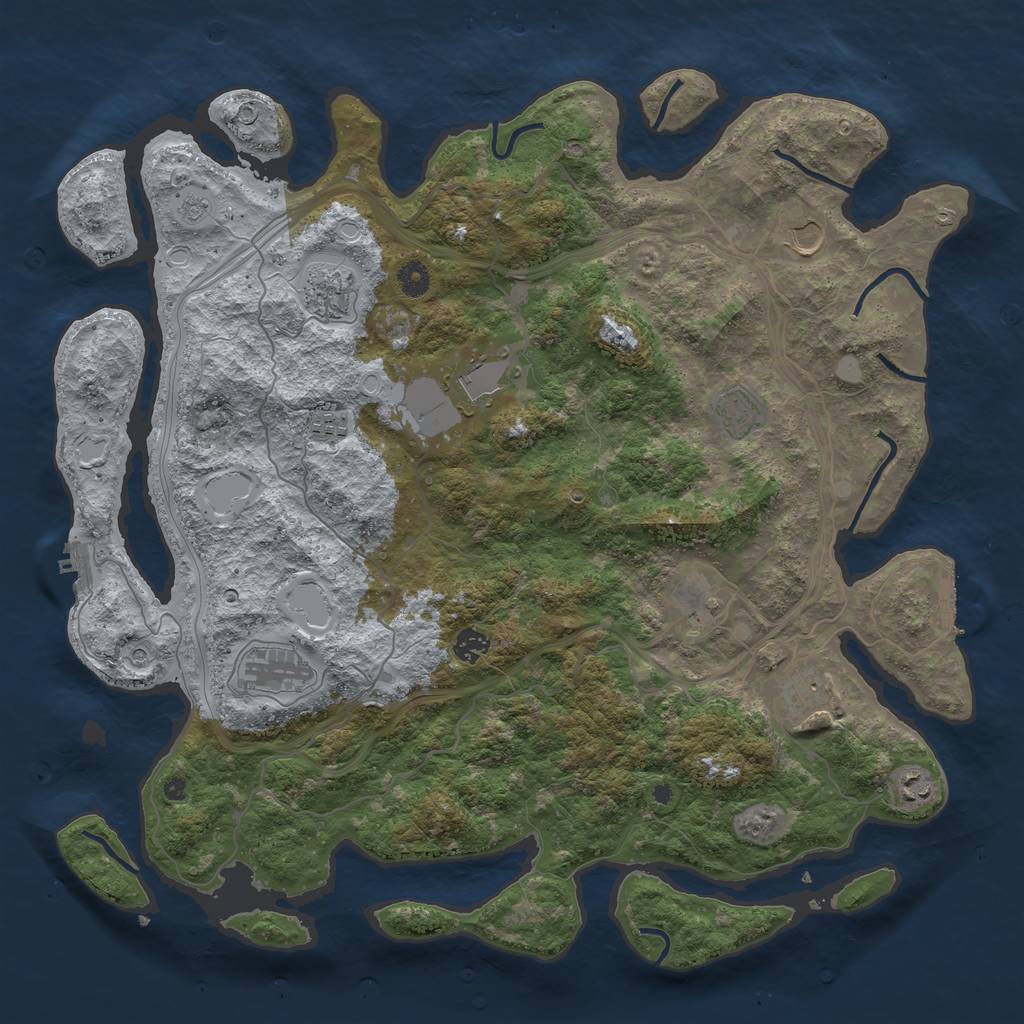 Rust Map: Procedural Map, Size: 4500, Seed: 277918122, 19 Monuments