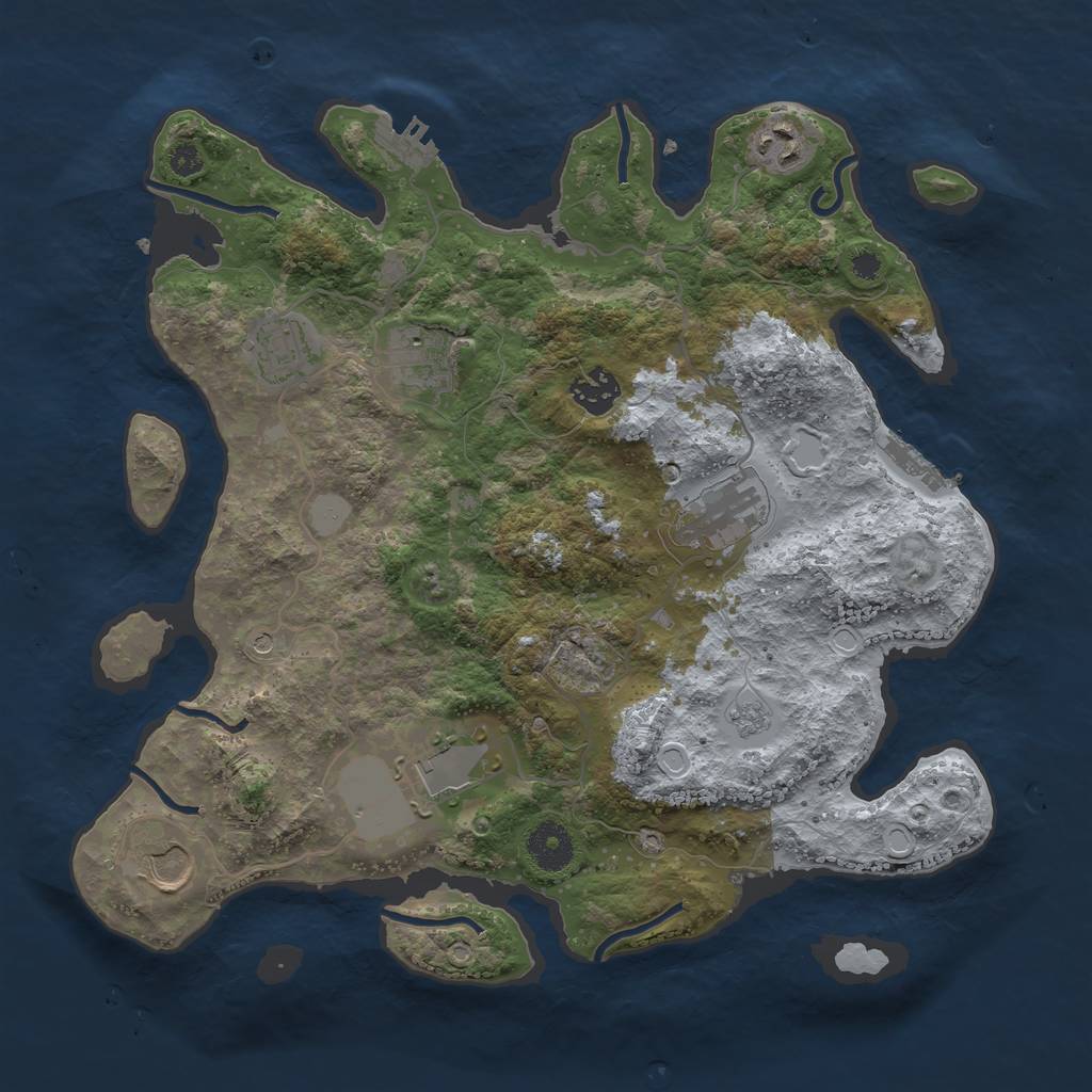 Rust Map: Procedural Map, Size: 3500, Seed: 1179667483, 16 Monuments