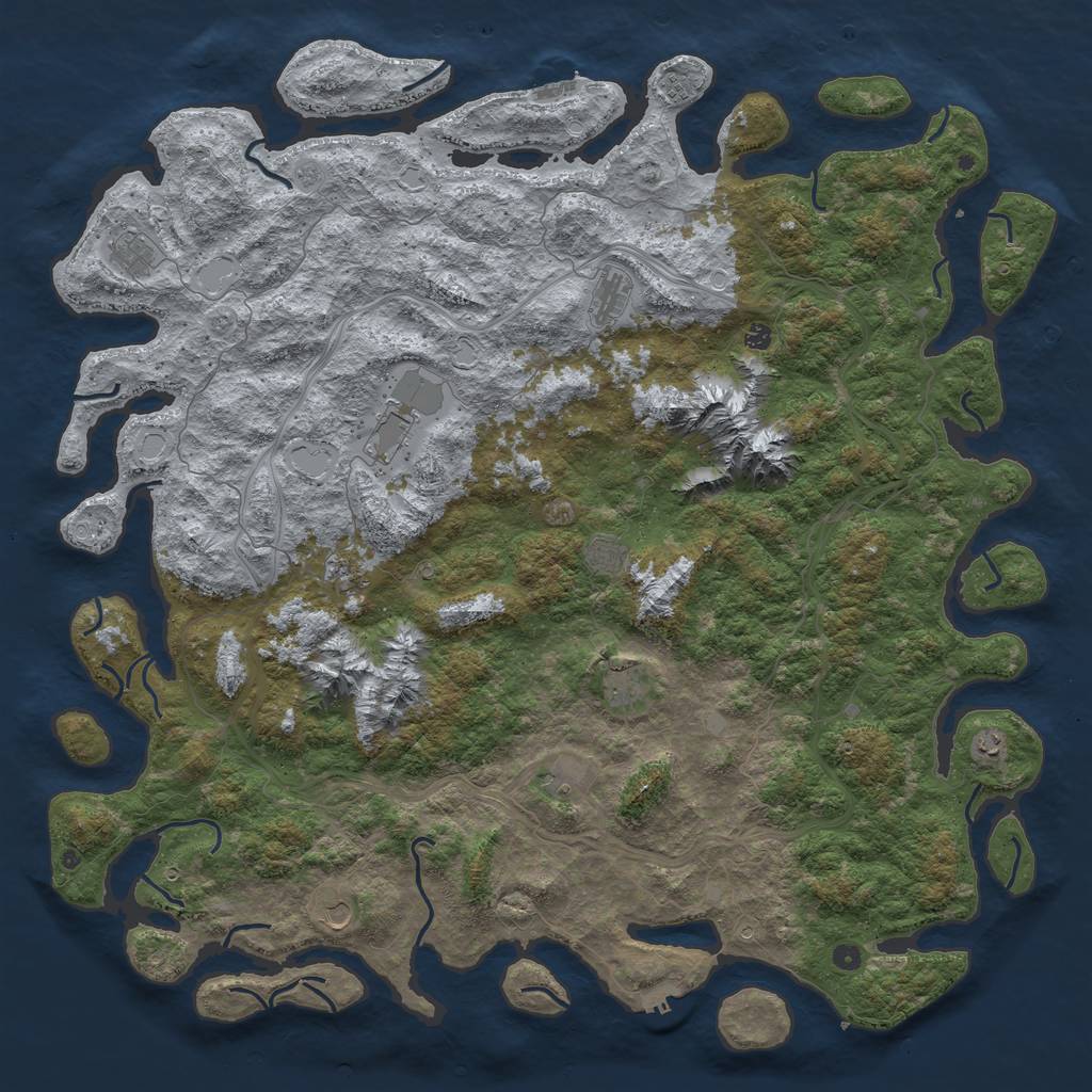 Rust Map: Procedural Map, Size: 6000, Seed: 1597315845, 20 Monuments