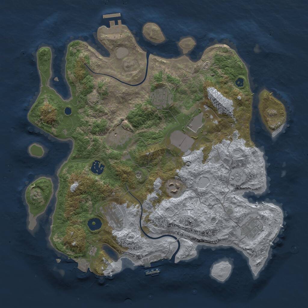 Rust Map: Procedural Map, Size: 3500, Seed: 774510, 13 Monuments