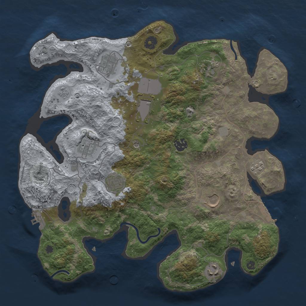 Rust Map: Procedural Map, Size: 3500, Seed: 619118, 18 Monuments