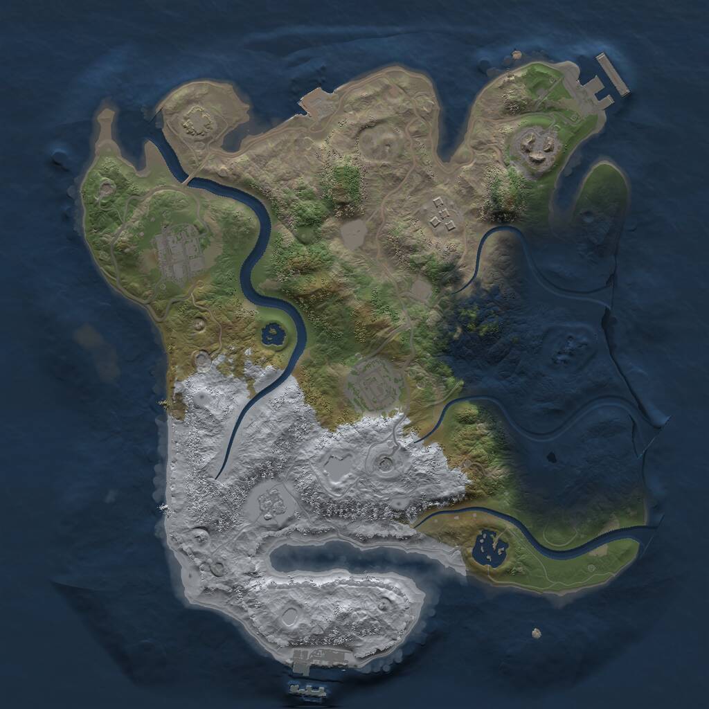 Rust Map: Procedural Map, Size: 3000, Seed: 2038801711, 11 Monuments