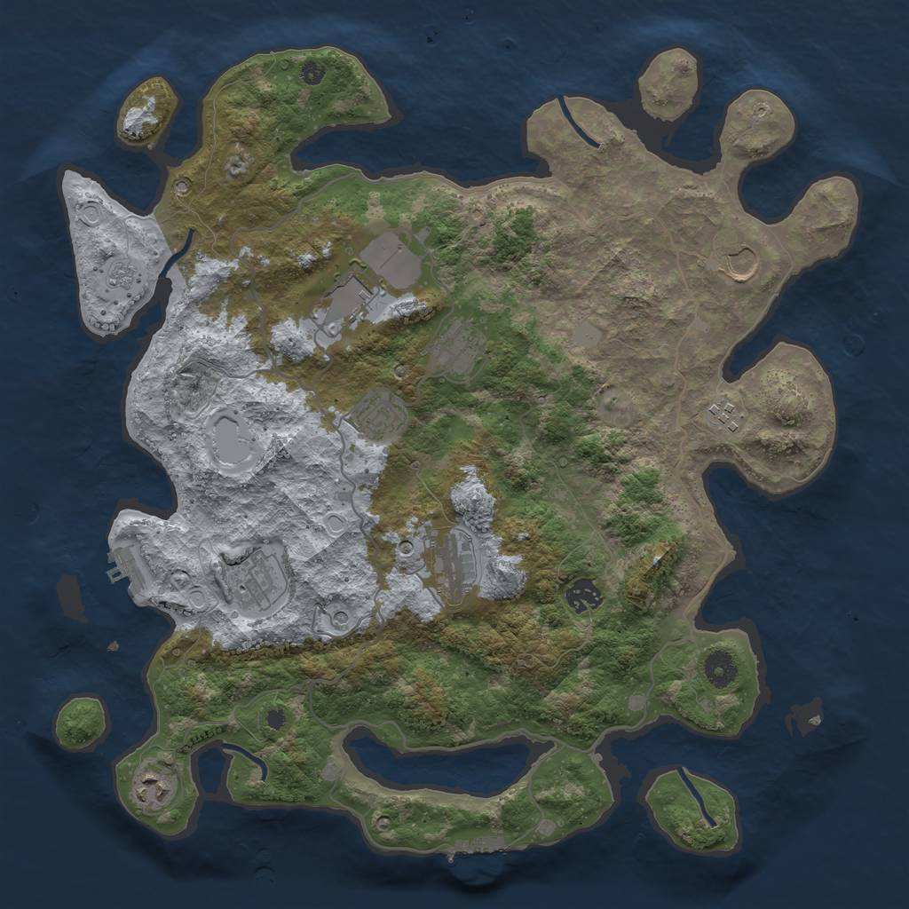 Rust Map: Procedural Map, Size: 4000, Seed: 184619, 18 Monuments