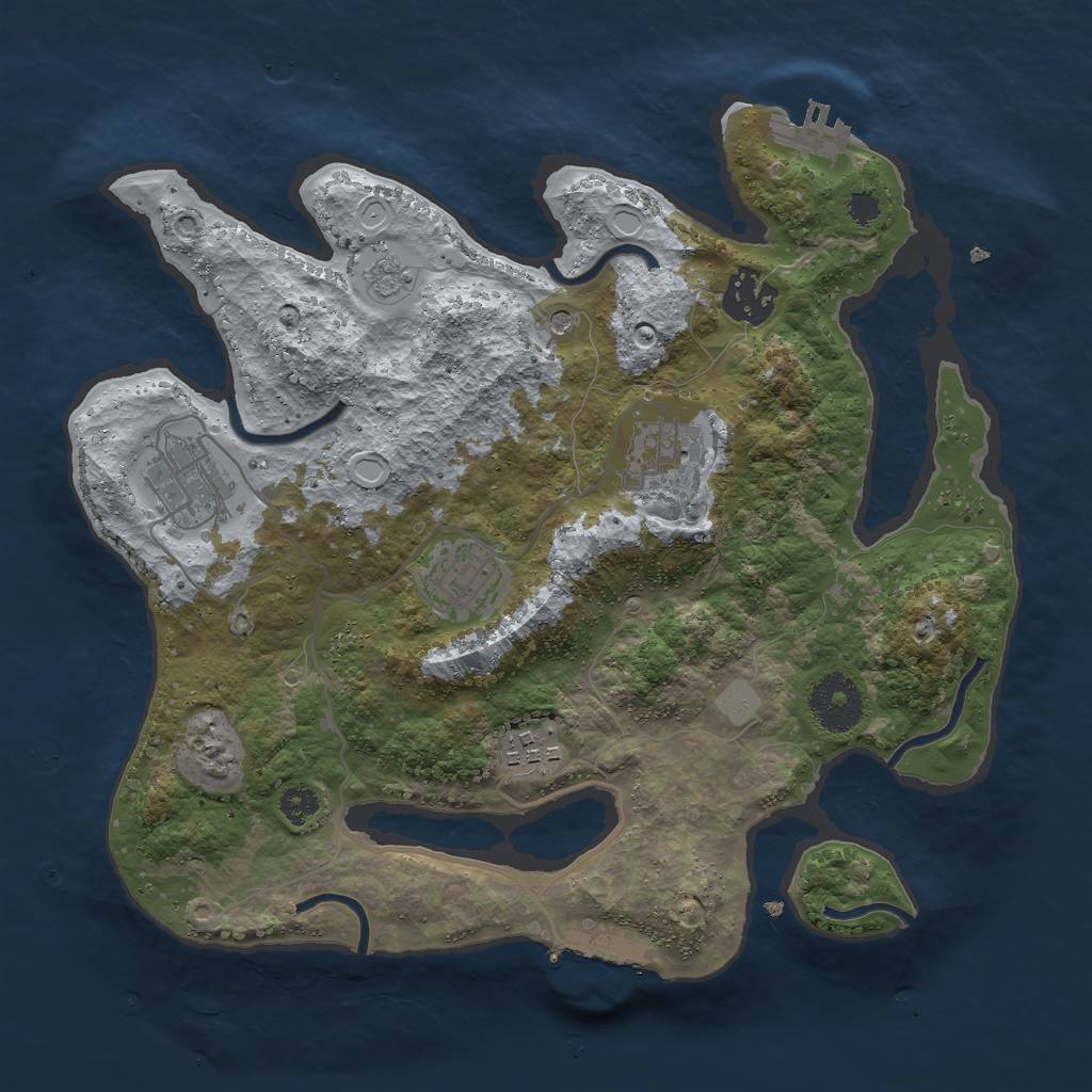 Rust Map: Procedural Map, Size: 3000, Seed: 2047968466, 14 Monuments
