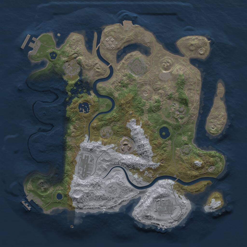 Rust Map: Procedural Map, Size: 3250, Seed: 40932387, 14 Monuments