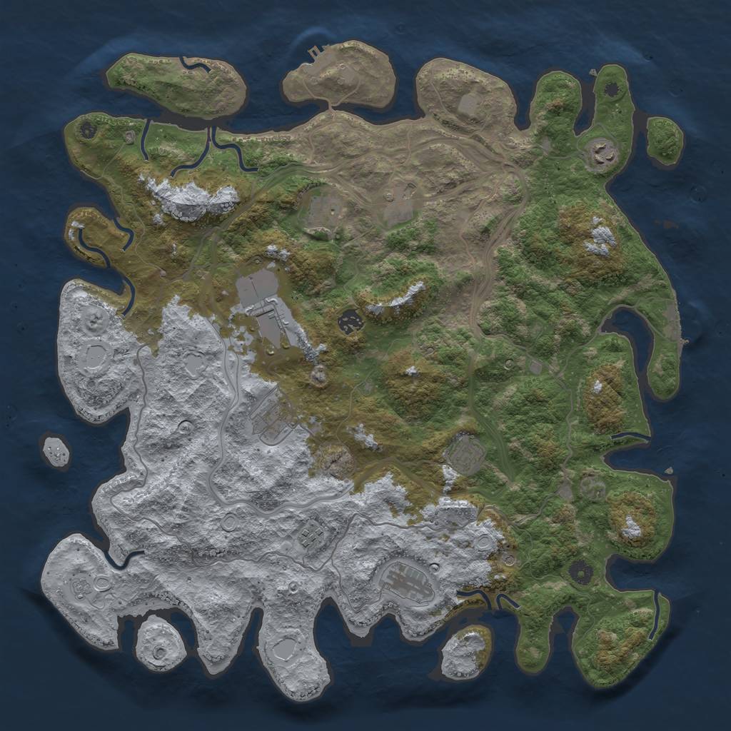 Rust Map: Procedural Map, Size: 4500, Seed: 1062667959, 18 Monuments