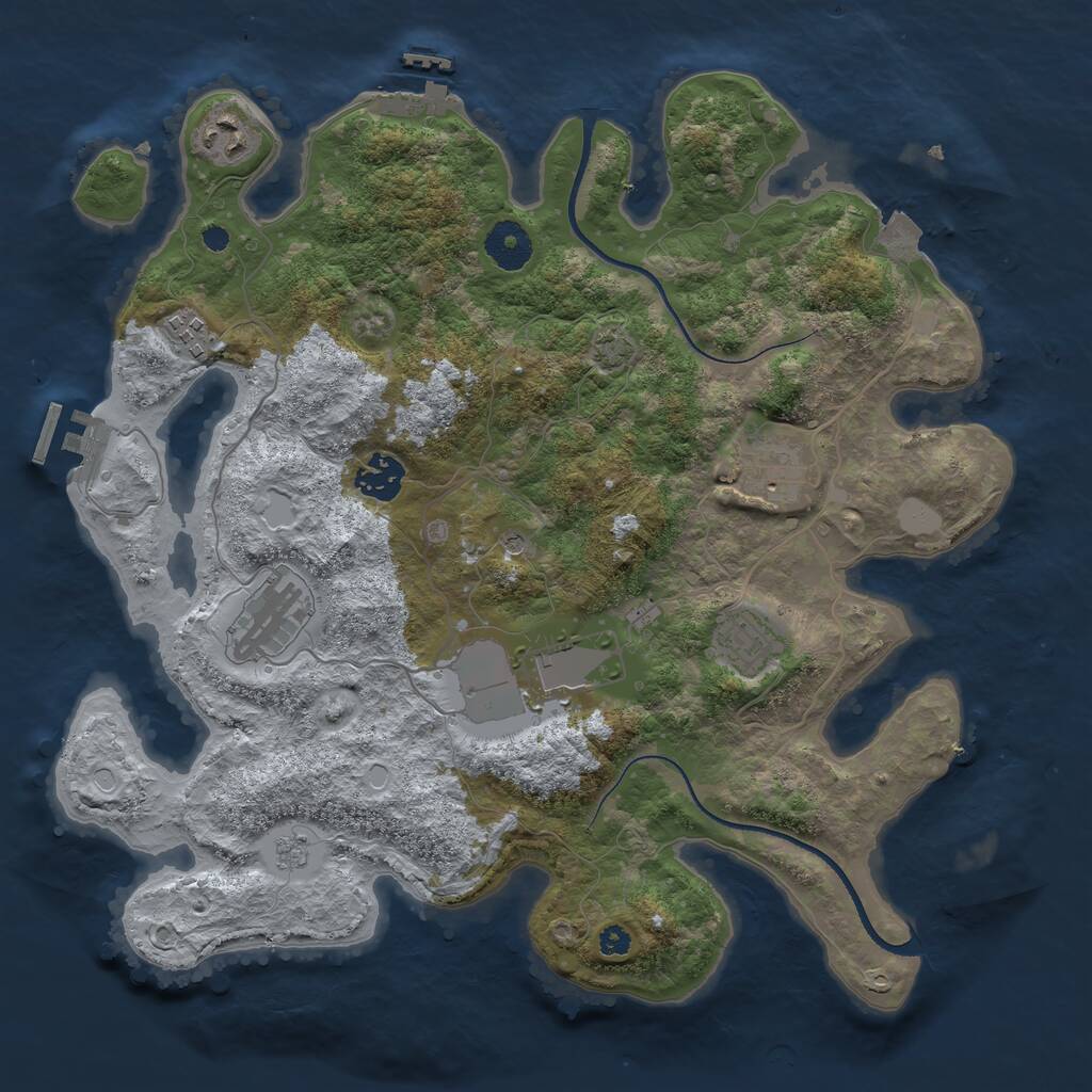 Rust Map: Procedural Map, Size: 3500, Seed: 22893614, 13 Monuments