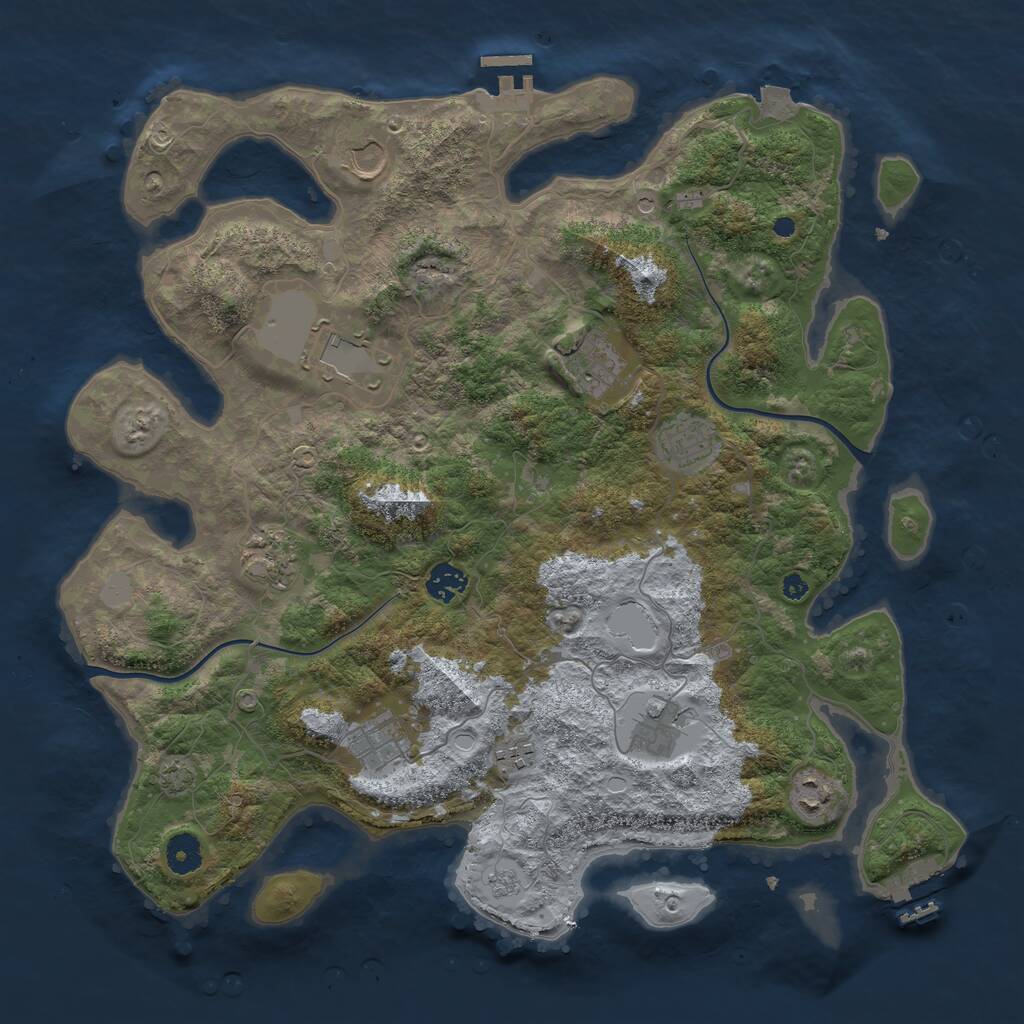 Rust Map: Procedural Map, Size: 3999, Seed: 55634322, 16 Monuments
