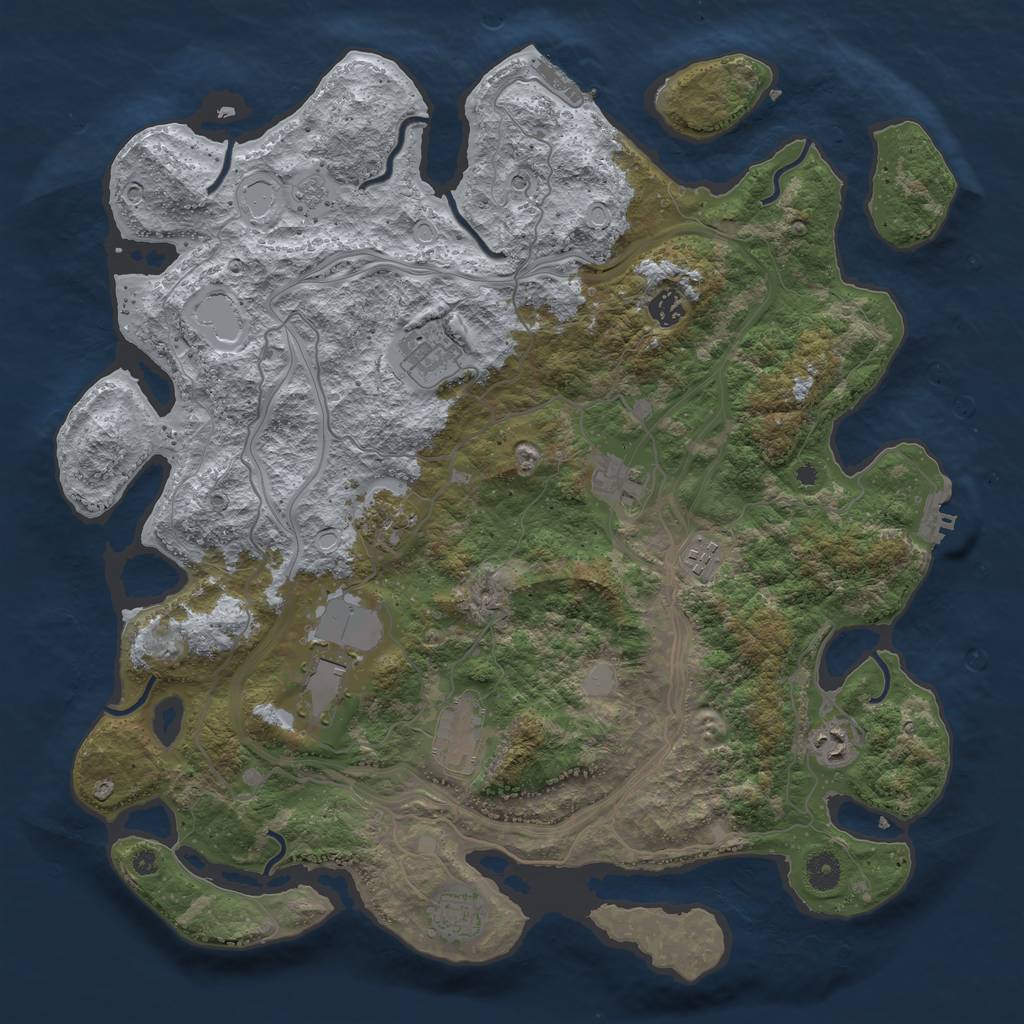 Rust Map: Procedural Map, Size: 4250, Seed: 1057145845, 18 Monuments