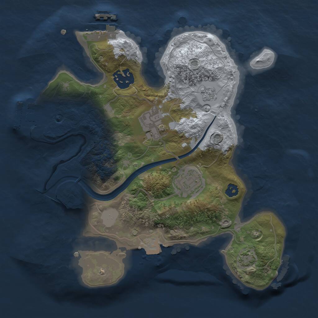 Rust Map: Procedural Map, Size: 2400, Seed: 999997, 8 Monuments