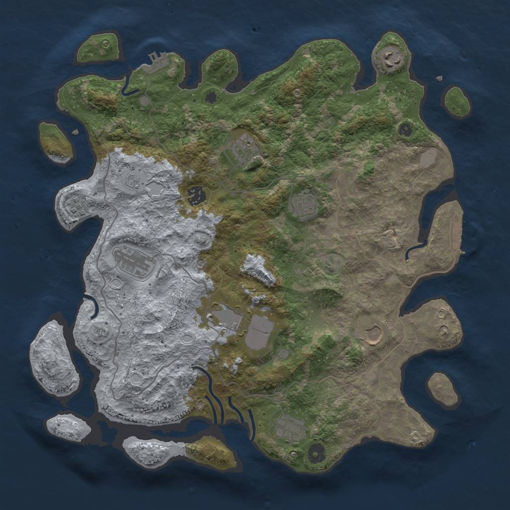 Rust Map: Procedural Map, Size: 4000, Seed: 287622997, 18 Monuments