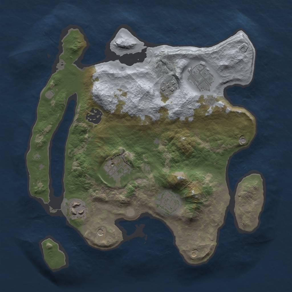 Rust Map: Barren, Size: 2800, Seed: 600, 9 Monuments
