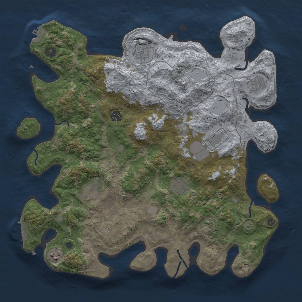 Rust Map: Procedural Map, Size: 4000, Seed: 255487, 18 Monuments