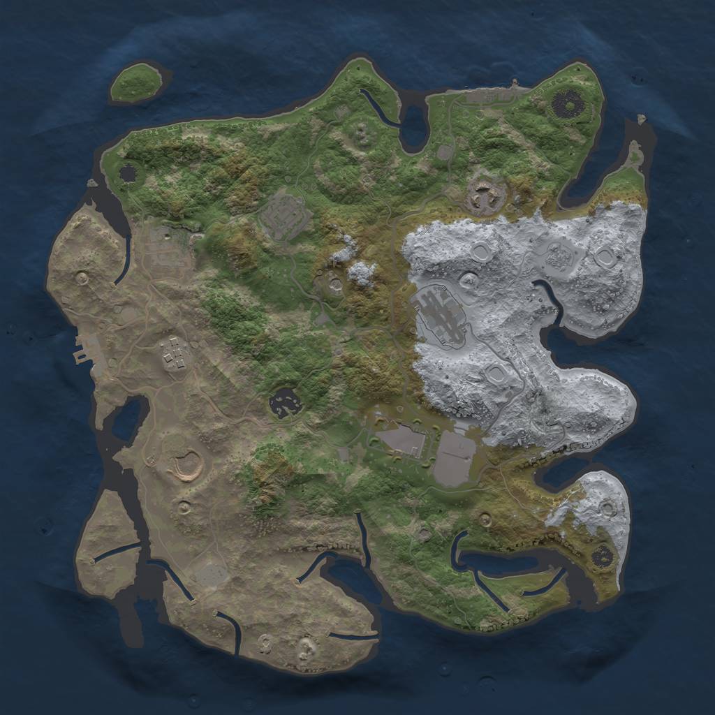 Rust Map: Procedural Map, Size: 3500, Seed: 597727, 17 Monuments