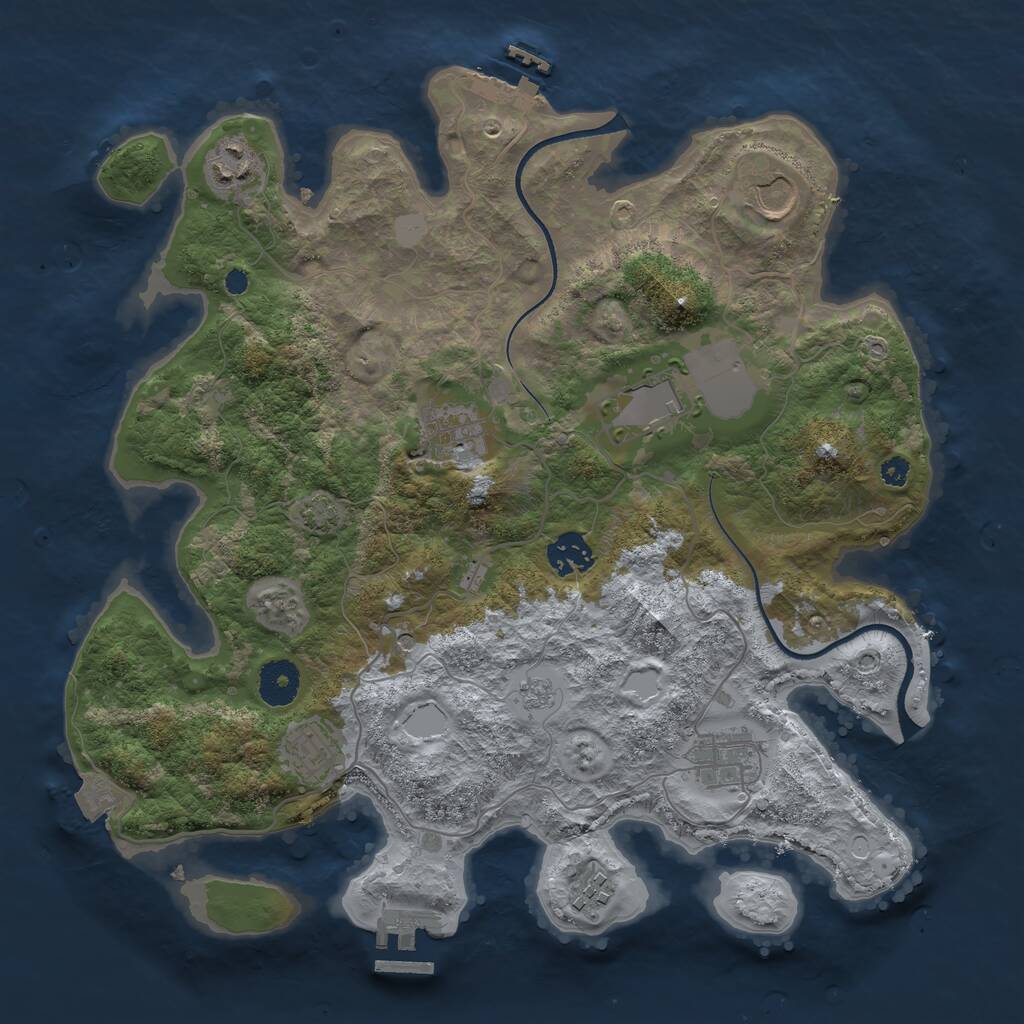 Rust Map: Procedural Map, Size: 3500, Seed: 123555, 14 Monuments
