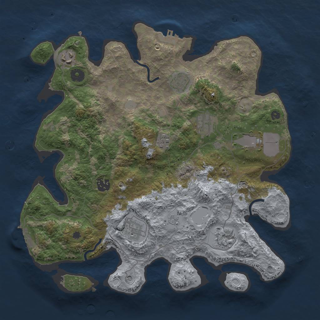 Rust Map: Procedural Map, Size: 3500, Seed: 123555, 17 Monuments