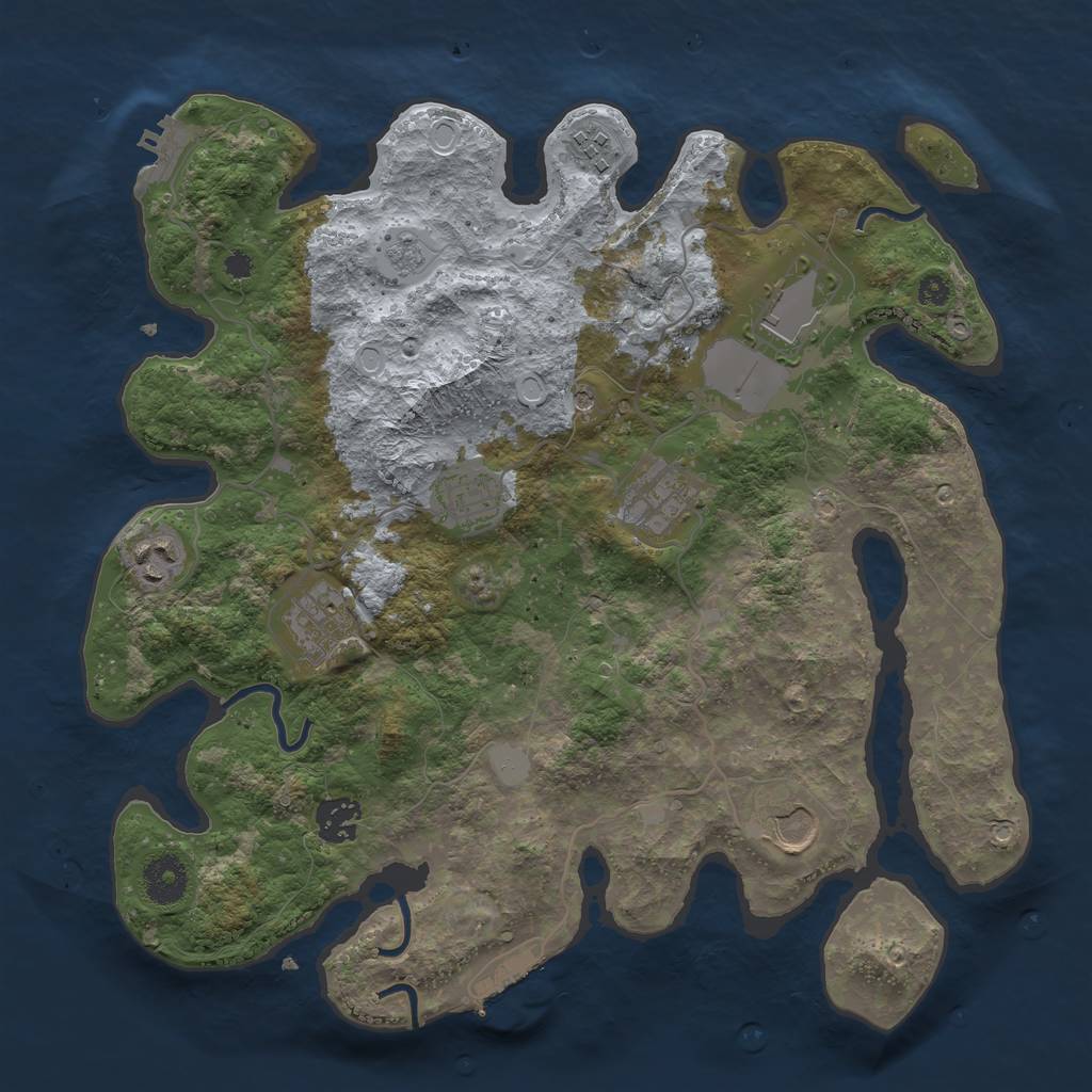 Rust Map: Procedural Map, Size: 3500, Seed: 589486609, 17 Monuments
