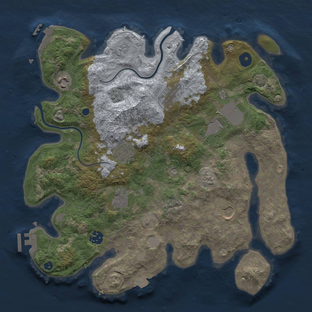 Rust Map: Procedural Map, Size: 3500, Seed: 589486609, 14 Monuments