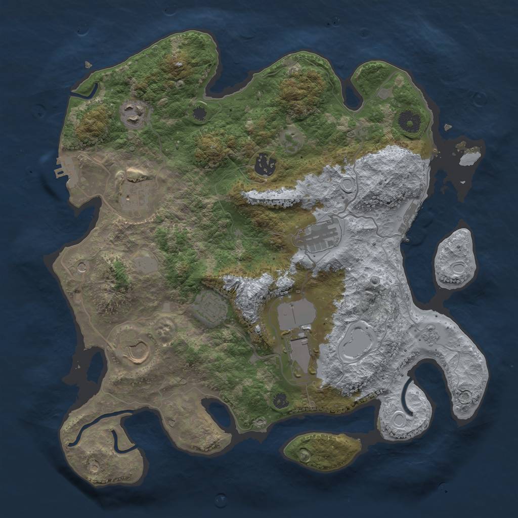Rust Map: Procedural Map, Size: 3500, Seed: 756445374, 16 Monuments