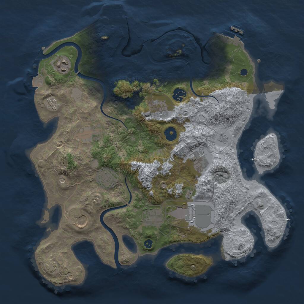Rust Map: Procedural Map, Size: 3500, Seed: 756445374, 16 Monuments