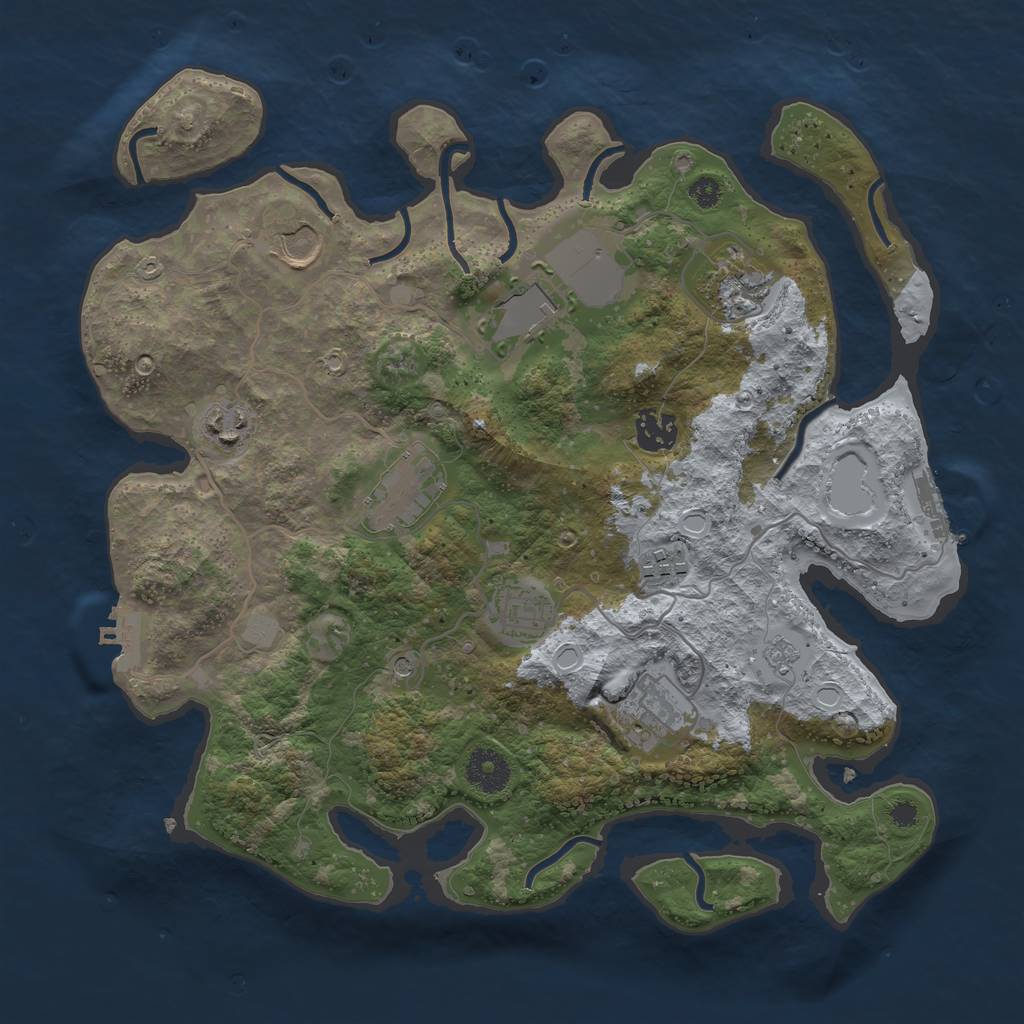 Rust Map: Procedural Map, Size: 3500, Seed: 444634, 18 Monuments