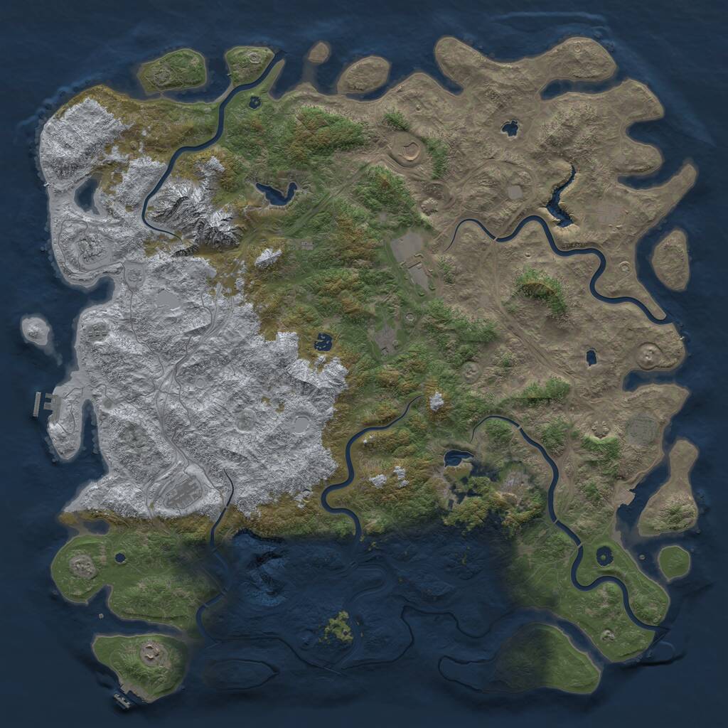 Rust Map: Procedural Map, Size: 6000, Seed: 2376, 17 Monuments