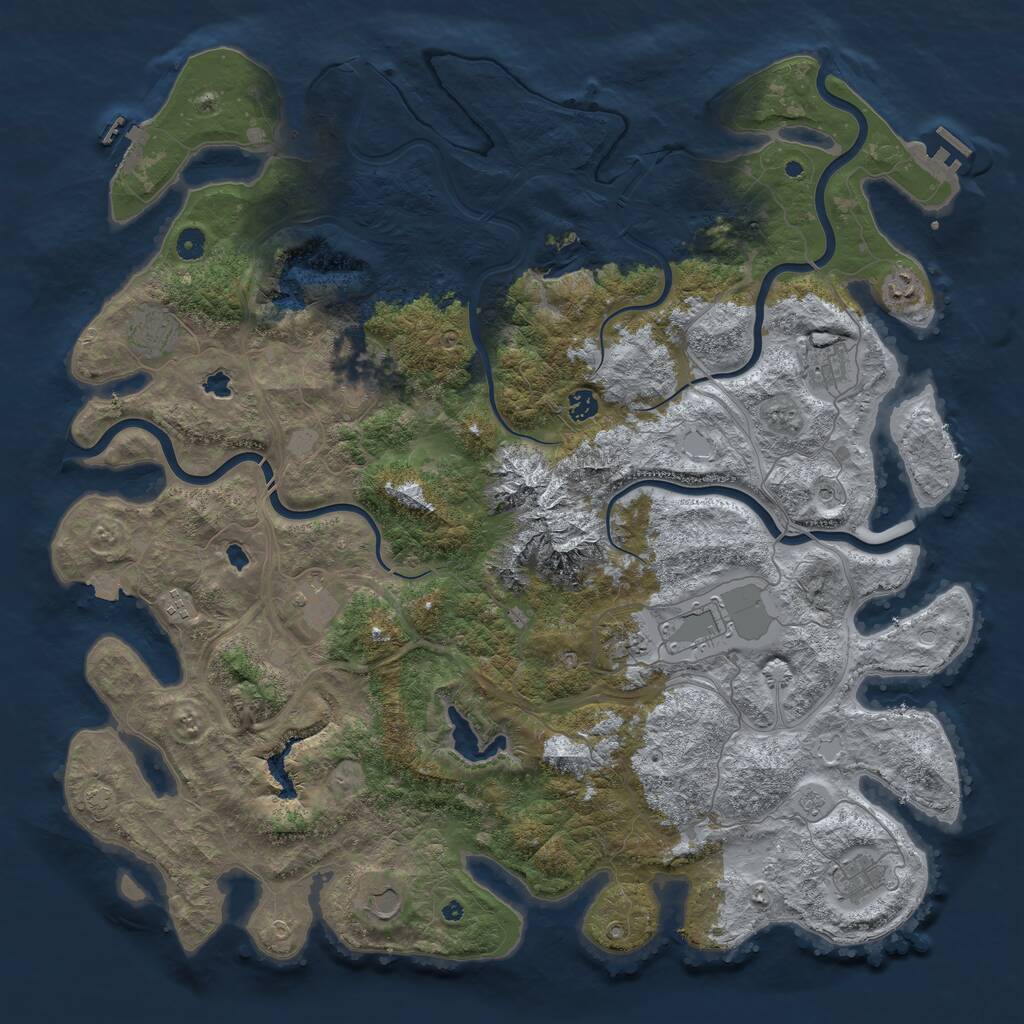 Rust Map: Procedural Map, Size: 5000, Seed: 727311, 17 Monuments