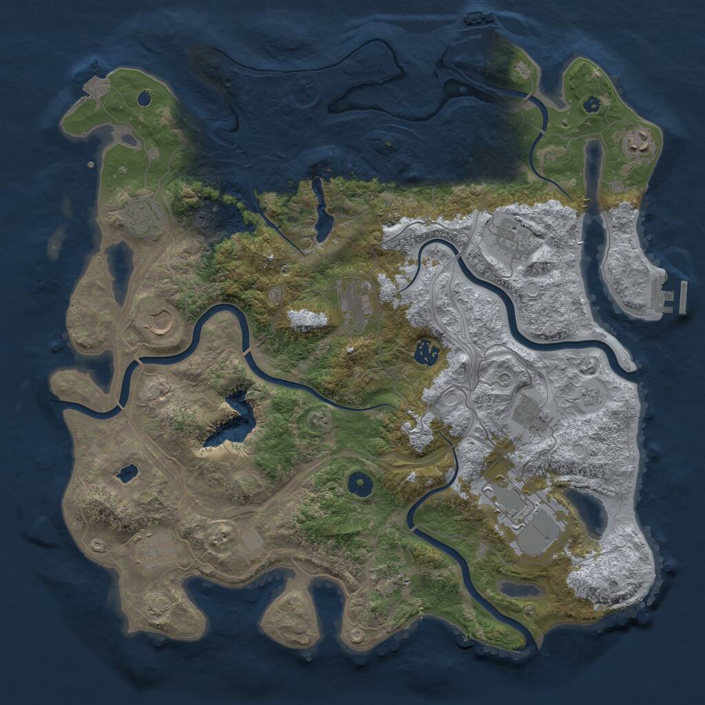 Rust Map: Procedural Map, Size: 4250, Seed: 112307445, 17 Monuments