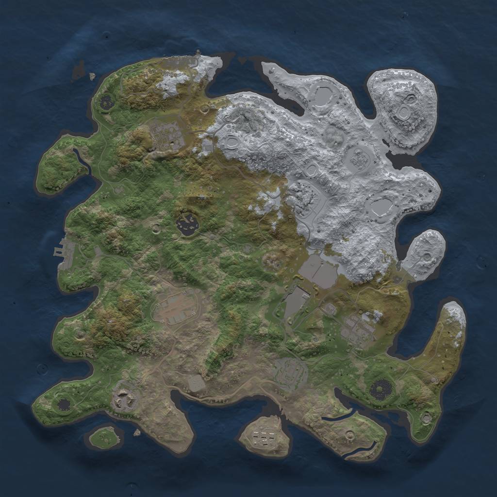Rust Map: Procedural Map, Size: 3500, Seed: 32420832, 17 Monuments