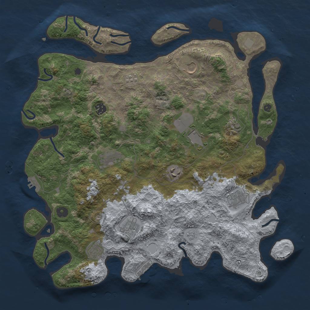 Rust Map: Procedural Map, Size: 4096, Seed: 64367234, 19 Monuments