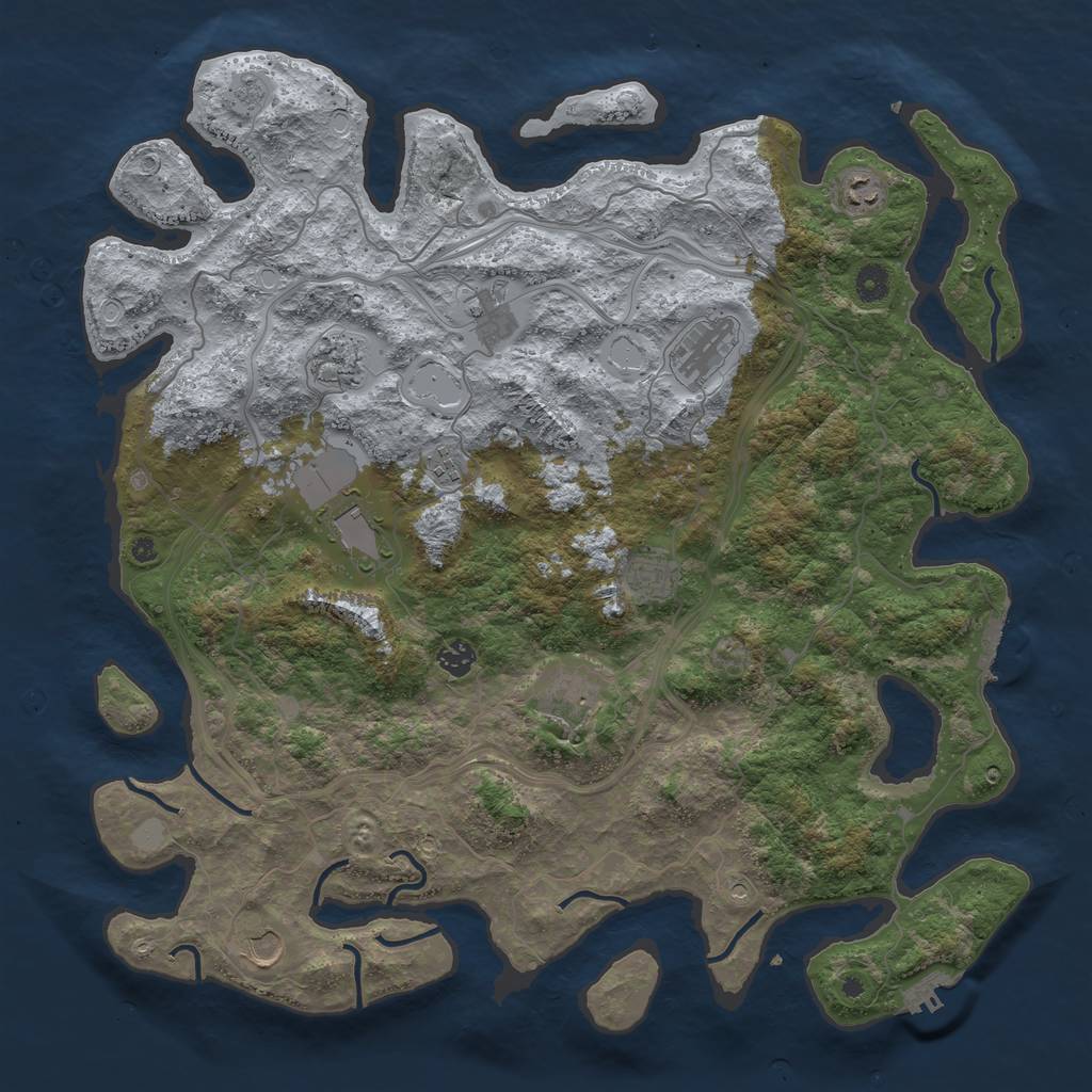 Rust Map: Procedural Map, Size: 4500, Seed: 5606665, 19 Monuments