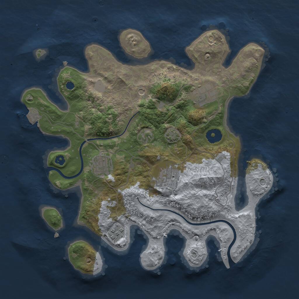 Rust Map: Procedural Map, Size: 3000, Seed: 46213, 7 Monuments