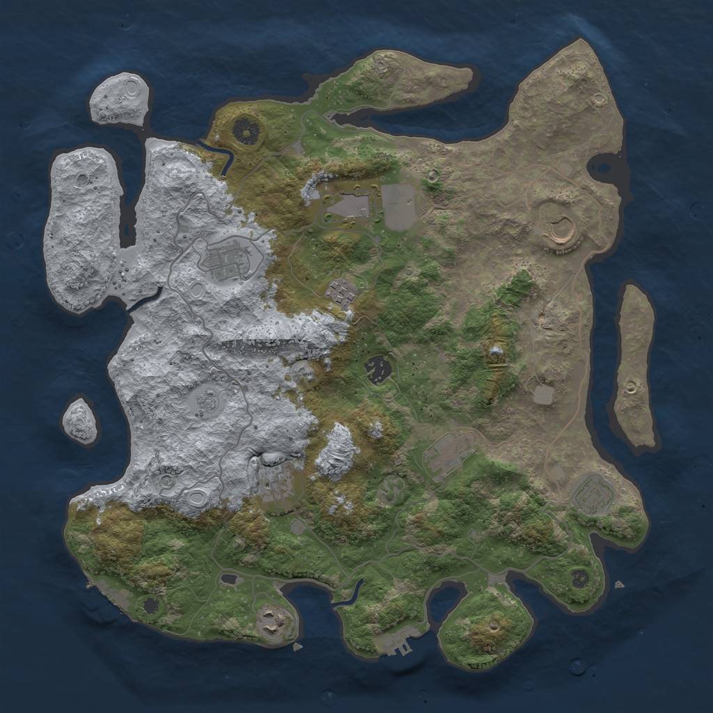 Rust Map: Procedural Map, Size: 4000, Seed: 1258213372, 18 Monuments