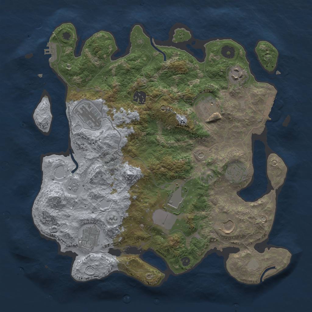 Rust Map: Procedural Map, Size: 3500, Seed: 51539, 17 Monuments