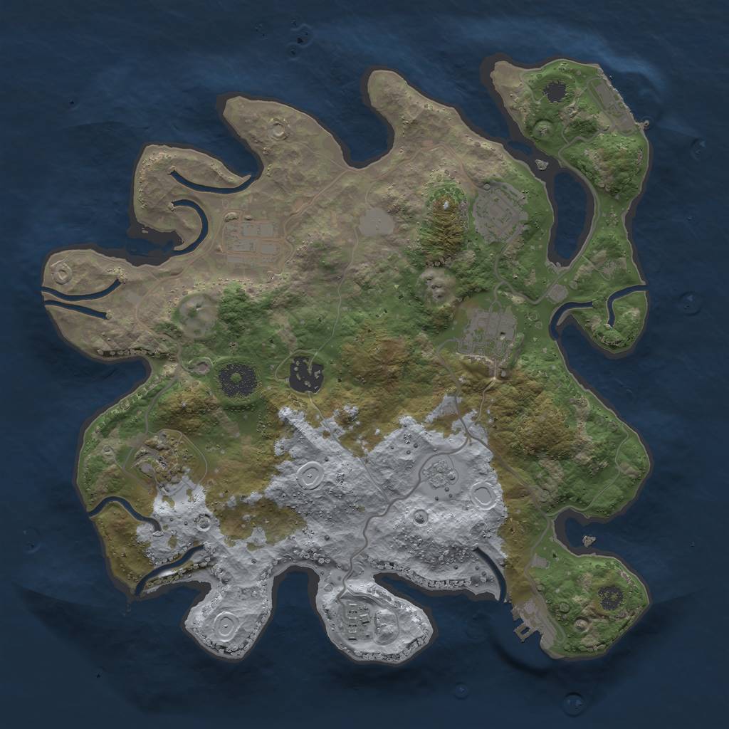 Rust Map: Procedural Map, Size: 3000, Seed: 44521, 14 Monuments