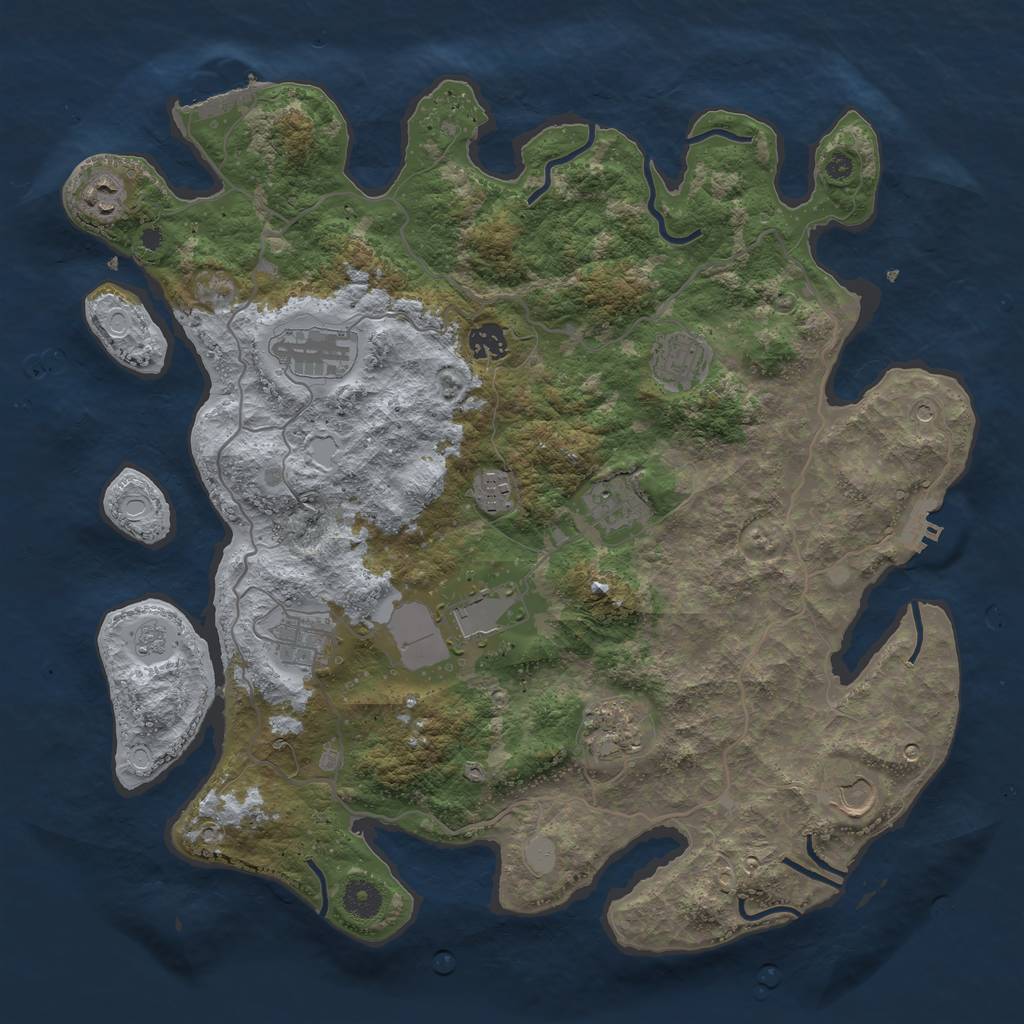Rust Map: Procedural Map, Size: 4000, Seed: 879100696, 19 Monuments