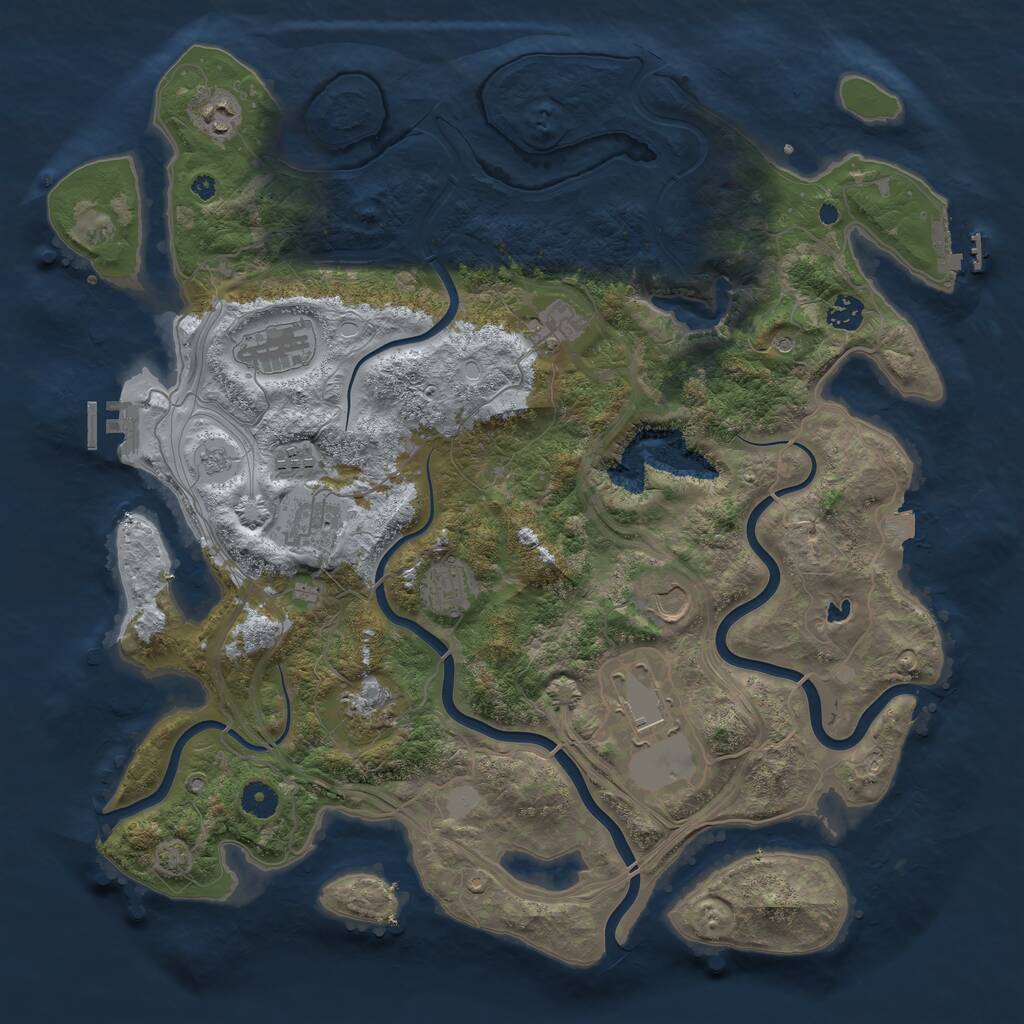 Rust Map: Procedural Map, Size: 4250, Seed: 1831631441, 16 Monuments