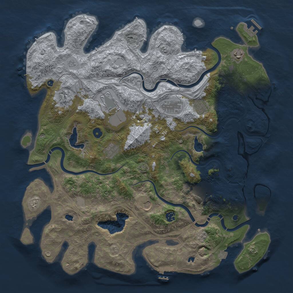 Rust Map: Procedural Map, Size: 4500, Seed: 1303375436, 16 Monuments